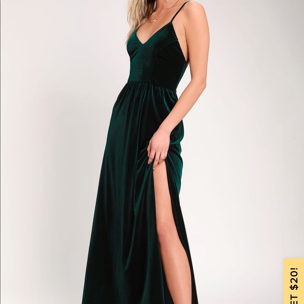 Lulu's Green Velvet Dress